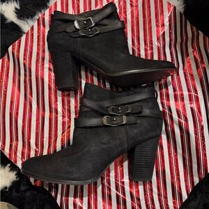 Reba Black Ankle Booties with Strap Detail